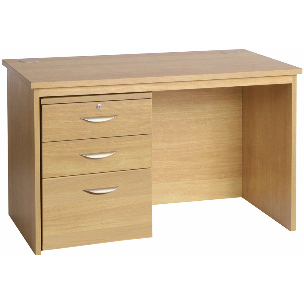 R White Cabinets 3 Drawer Home Office Desk with Hutch Brown Image 2