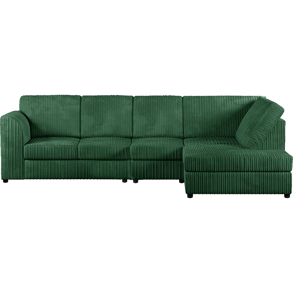 Luxor 4 Seater Green Jumbo Cord Right Hand Facing Full Back L Shaped Corner Sofa Set Image 2