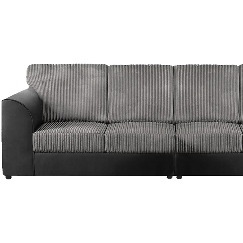 Luxor 4 Seater Black and Grey Jumbo Cord Full Back Sofa Image 3