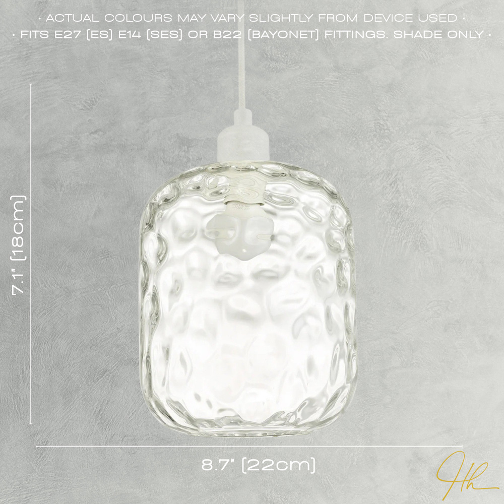 Happy Homewares Clear Glass Crater Effect Moulded Design Pendant Shade Image 7
