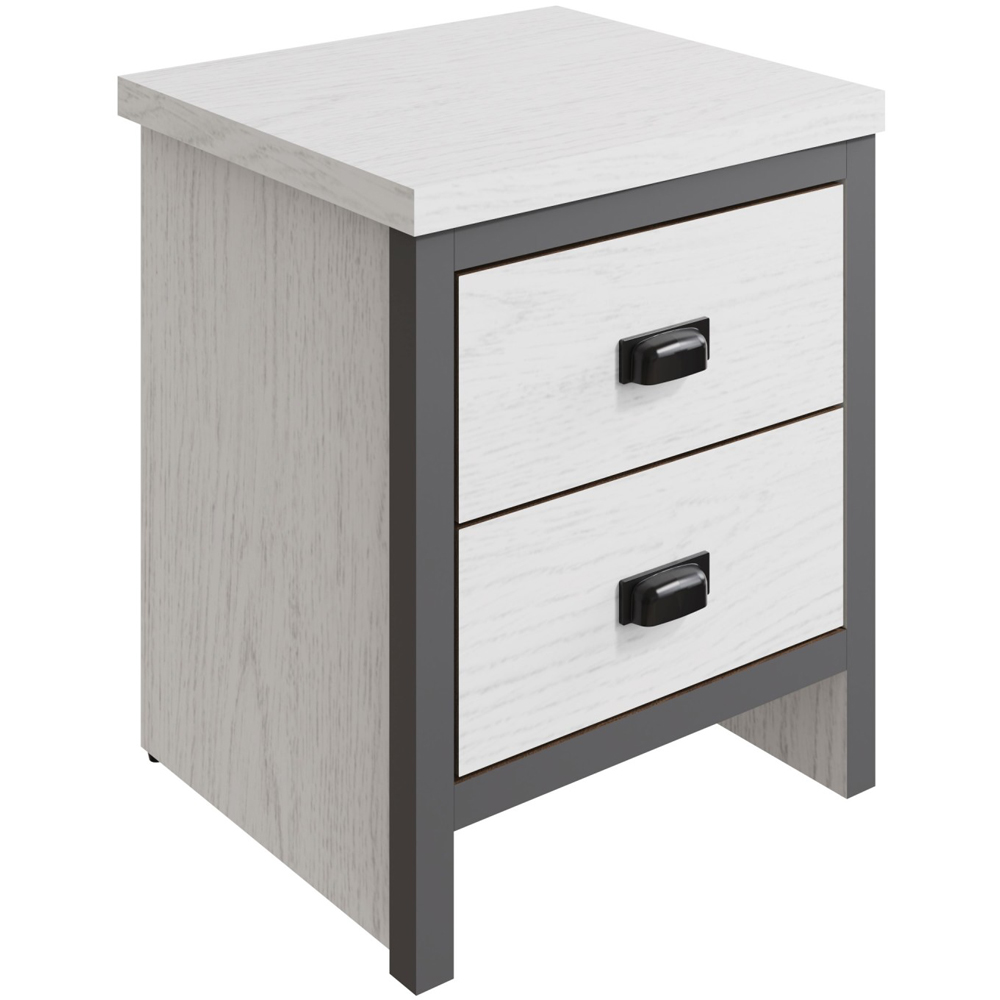 GFW Boston 2 Drawer White Oak Bedside Table Image 2