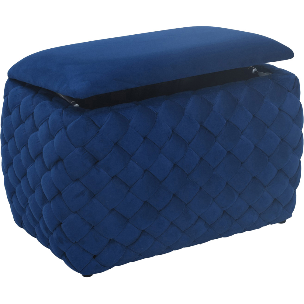 Artemis Home Plumeo Dark Blue Velvet Storage Ottoman Image 2