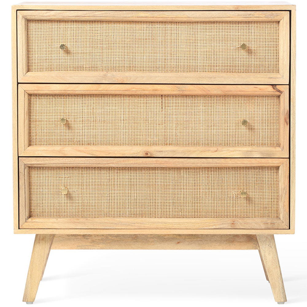 Desser Venice 3 Drawer Natural Rattan and Mango Wood Chest of Drawers Image 2