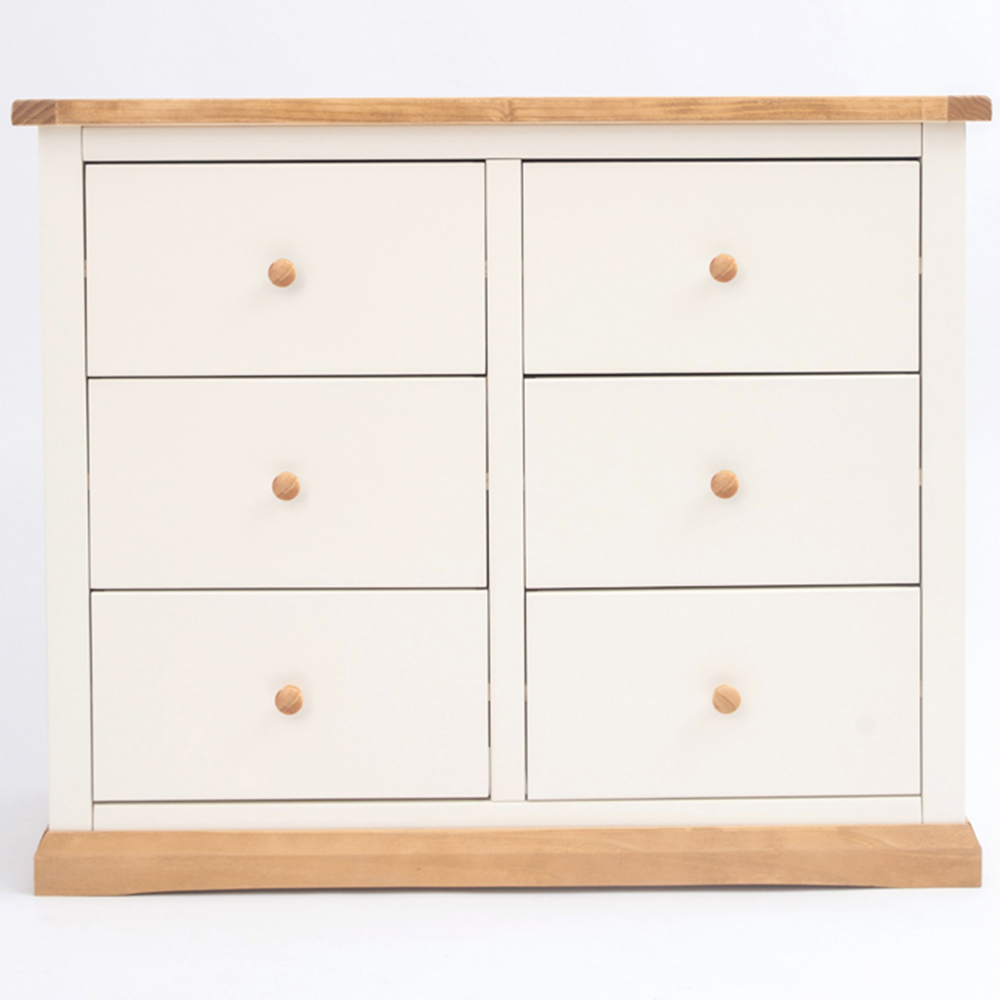 Cabinet Bits Trevi 6 Drawer White Wood Knob Chest of Drawers Image 3