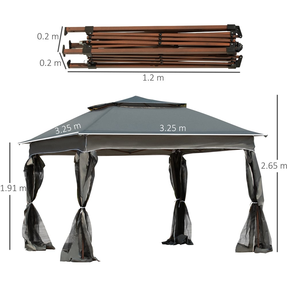 Outsunny 3 x 3m Dark Grey Metal Frame Pop Up Gazebo with Netting Image 8