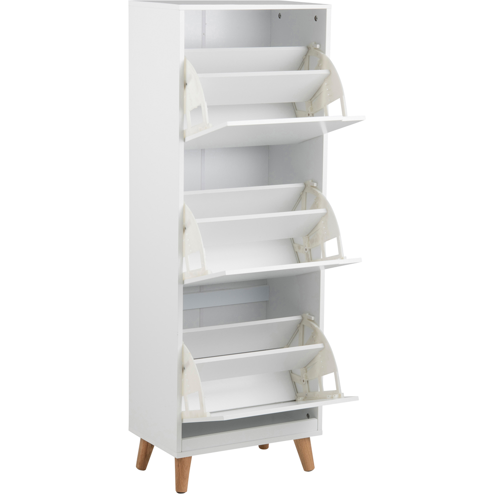 Florence Mitra 3 Flip Down Door White Shoe Cabinet Image 5