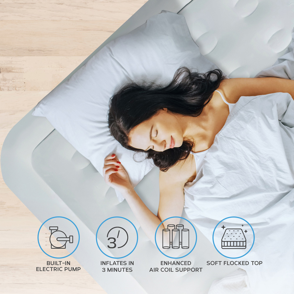 Get Fit Navy and White King Size Inflatable Air Bed with Built-in Electric Pump Image 4