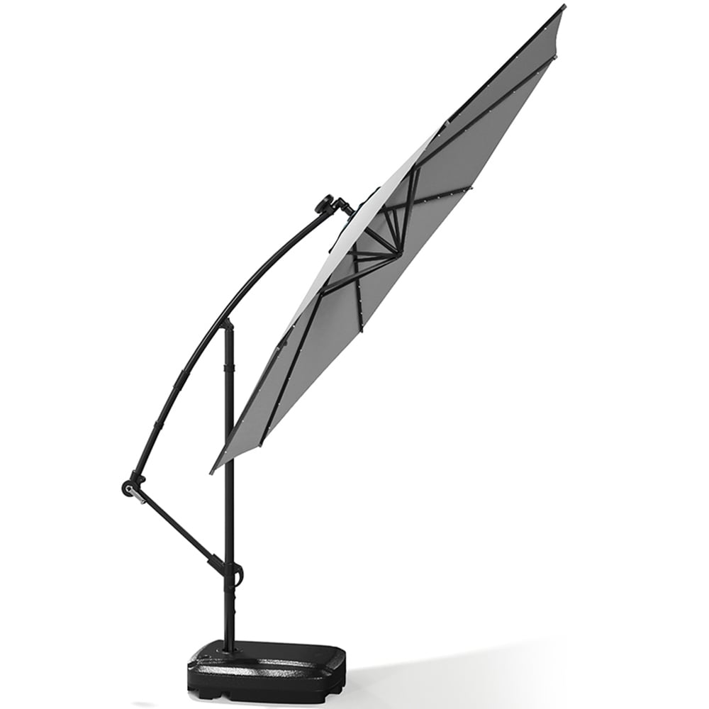 Living and Home Light Grey Crank Lift Solar LED Parasol with Fillable Base 3m Image 3
