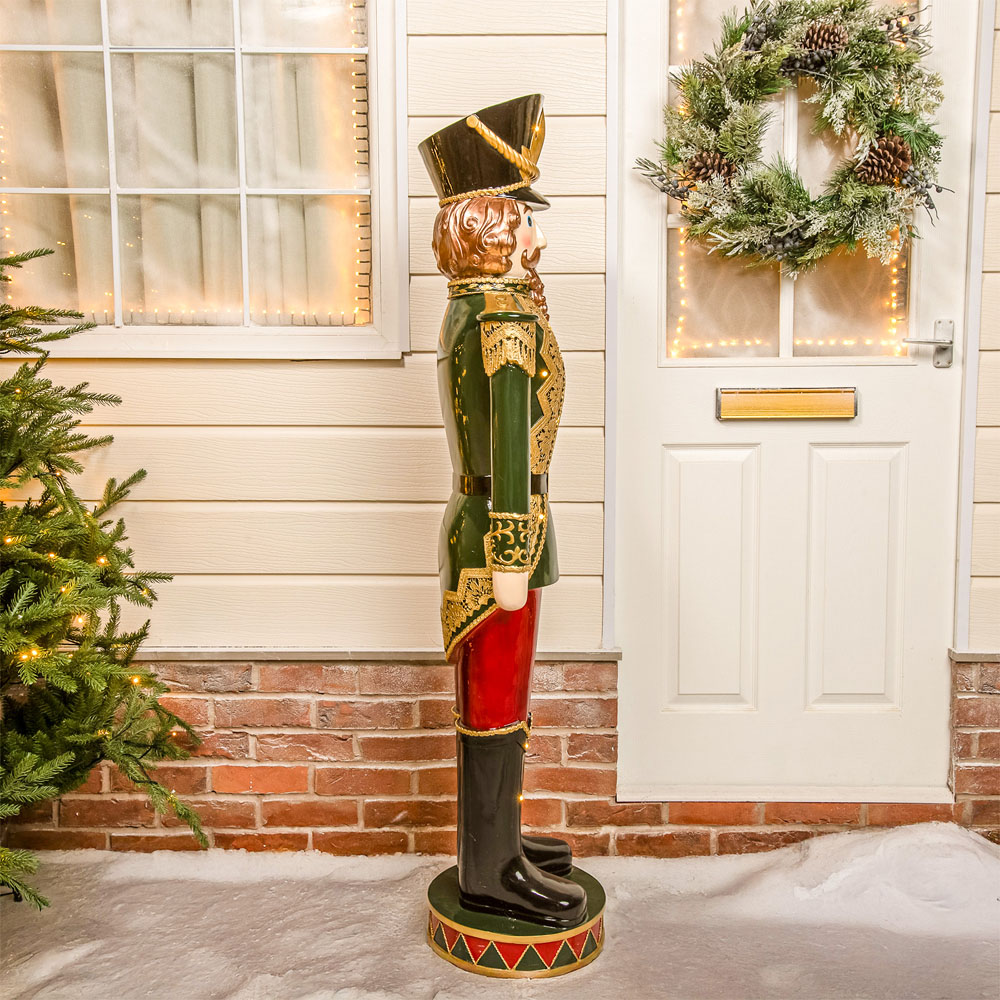 The Christmas Centre Dark Green Red and Black LED Lights Traditional Nutcracker Soldier 5ft Image 8