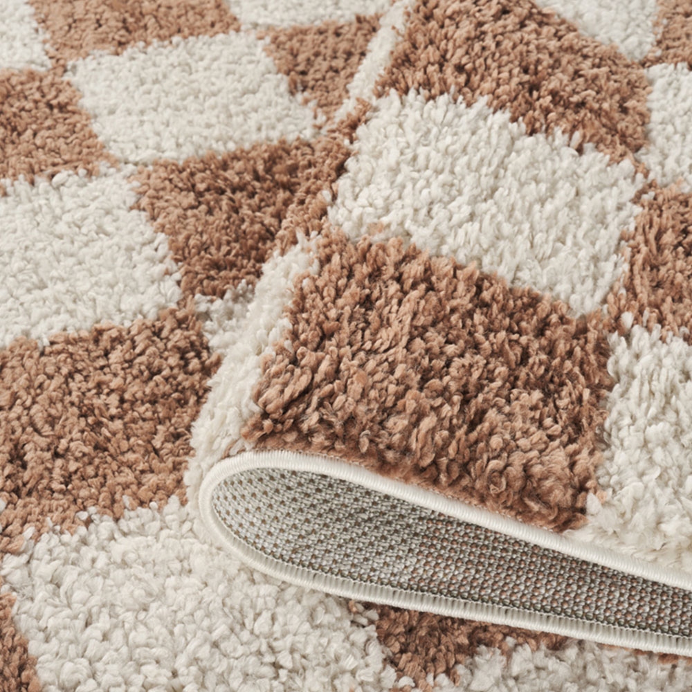 Desire Rugs Chester Terracotta Shaggy Checkered Rug 60 x 220cm Image 4