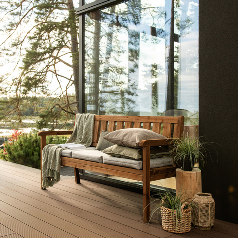 AMATA Ungurs 3 Seater Brown Straight Bench Image 7