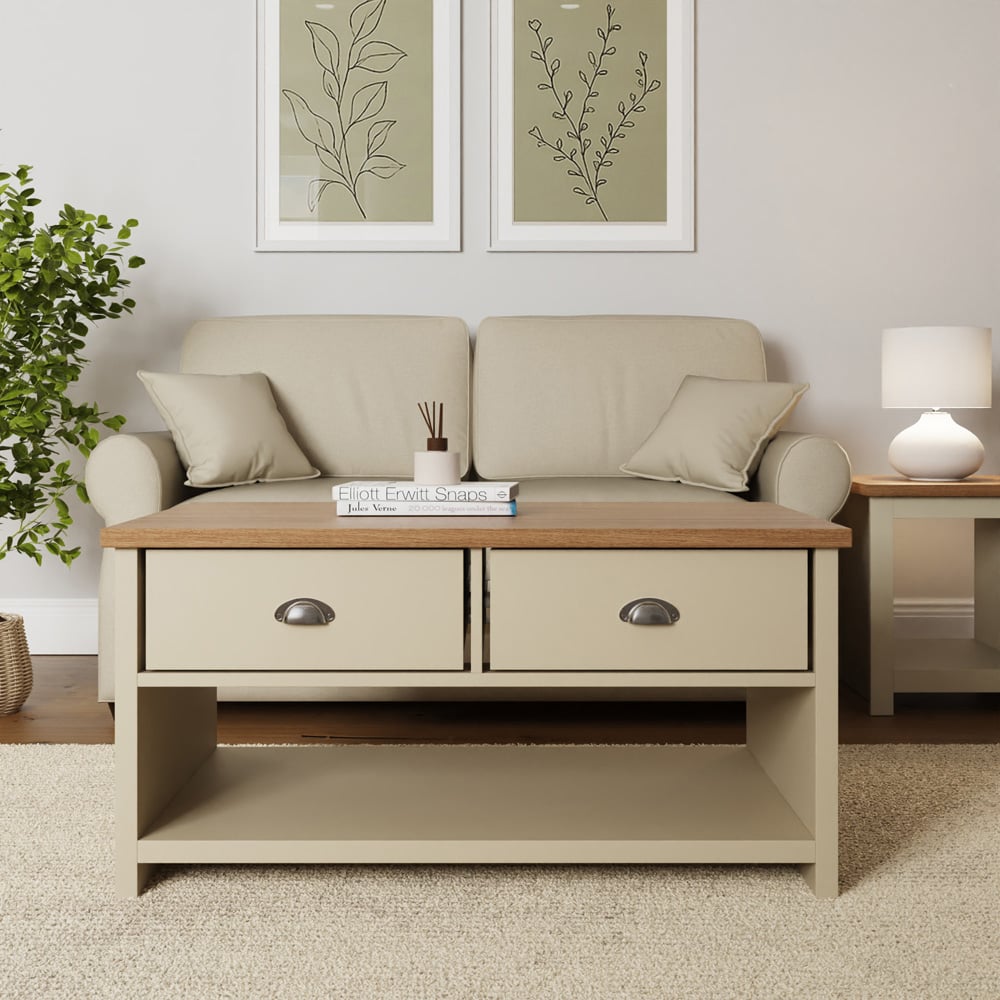 GFW Lancaster 2 Drawer Cream Coffee Table Image 8