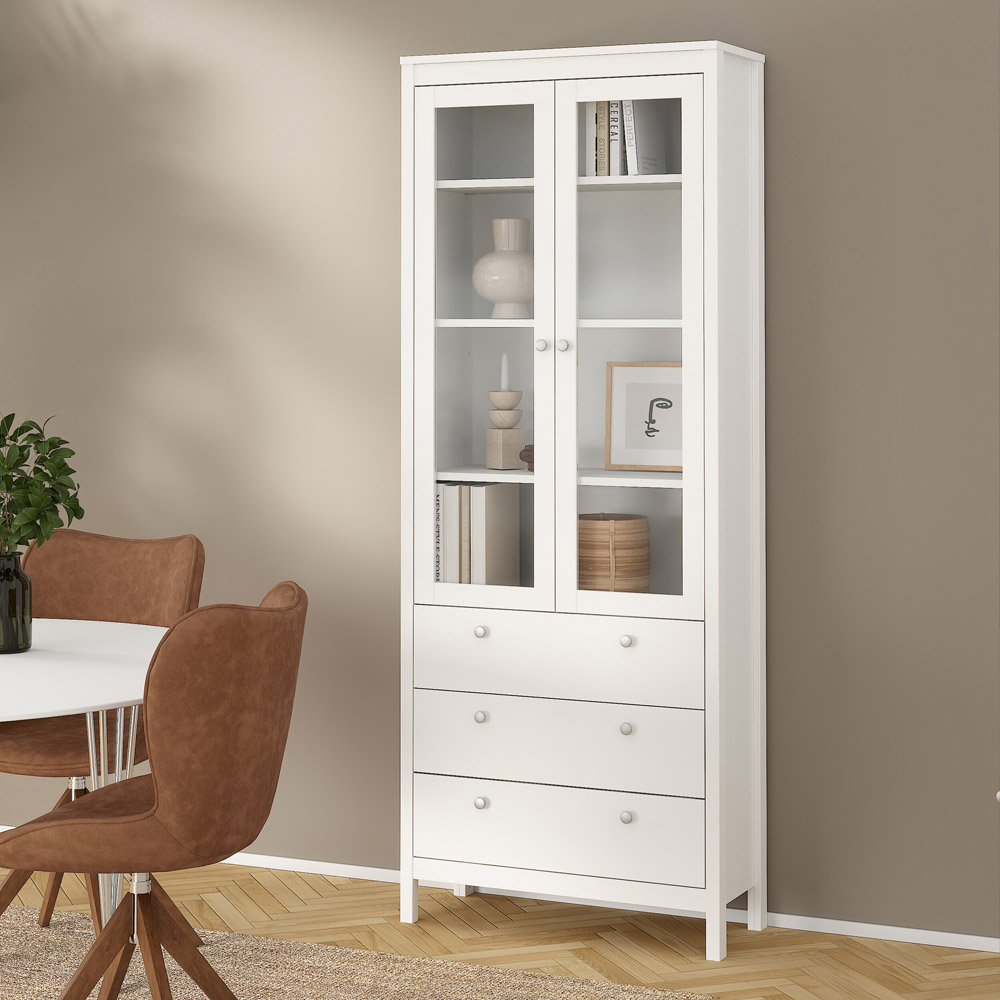 Florence Madrid 2 Door 3 Drawer White Glass China Chest Image 6
