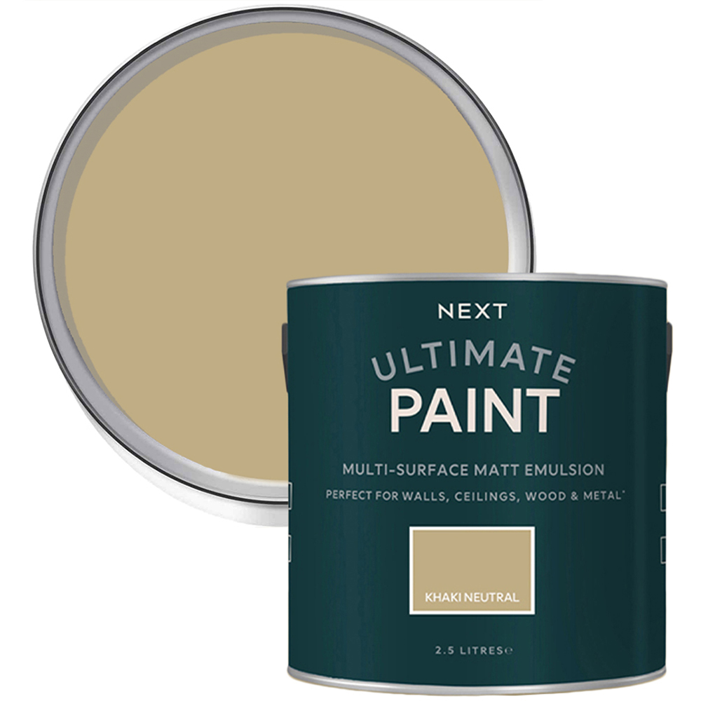 Next Ultimate Multi Surface Khaki Neutral Matt Emulsion Paint 2.5L Image 1