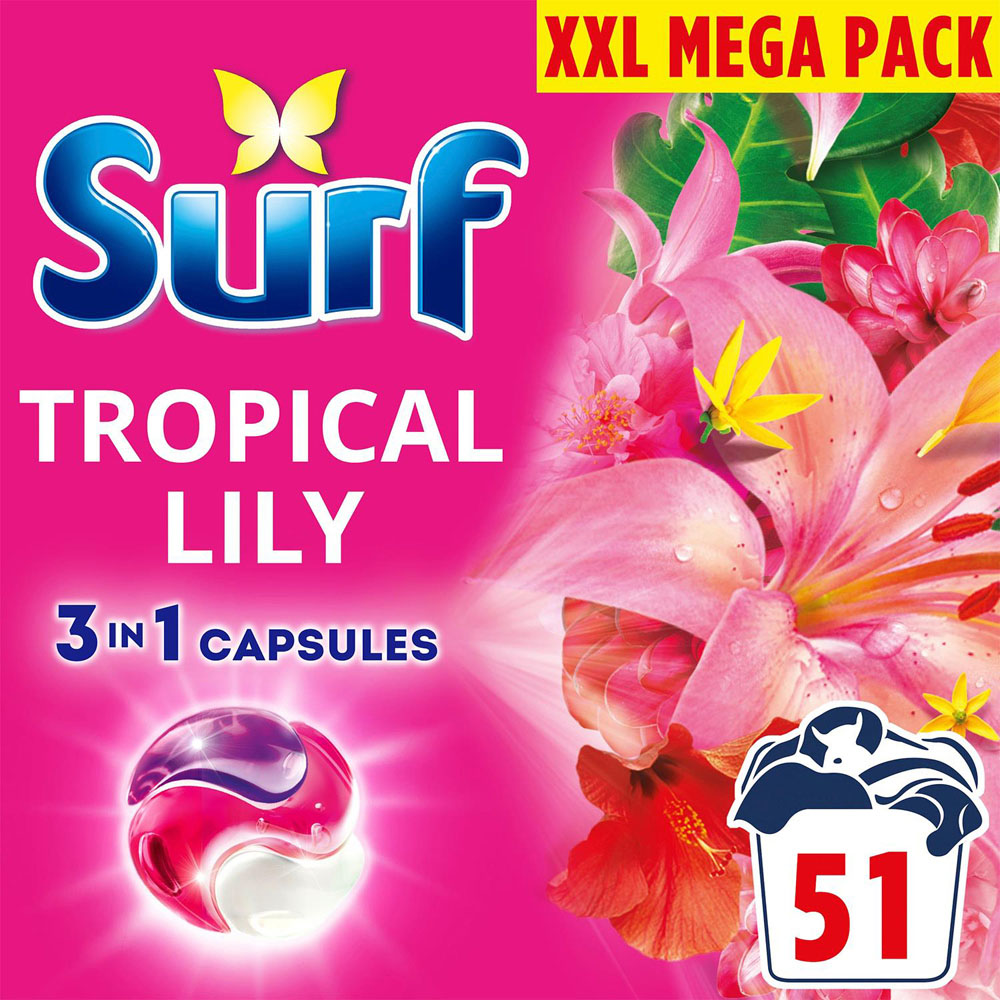 Surf 3 in 1 Tropical Lily Washing Capsules 51 Washes 2 Pack Image 5