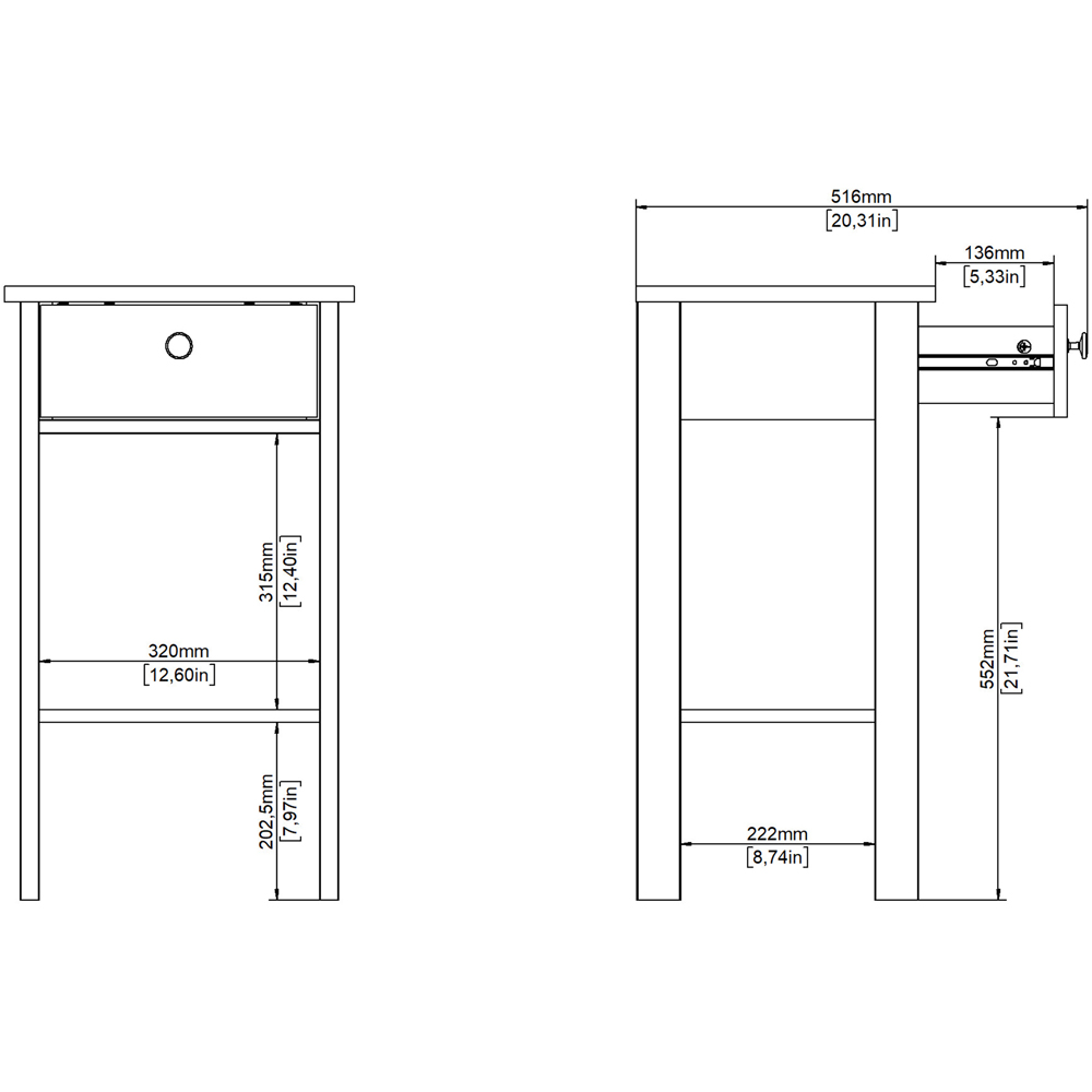 Florence Barcelona Single Drawer White Bedside Table Image 9