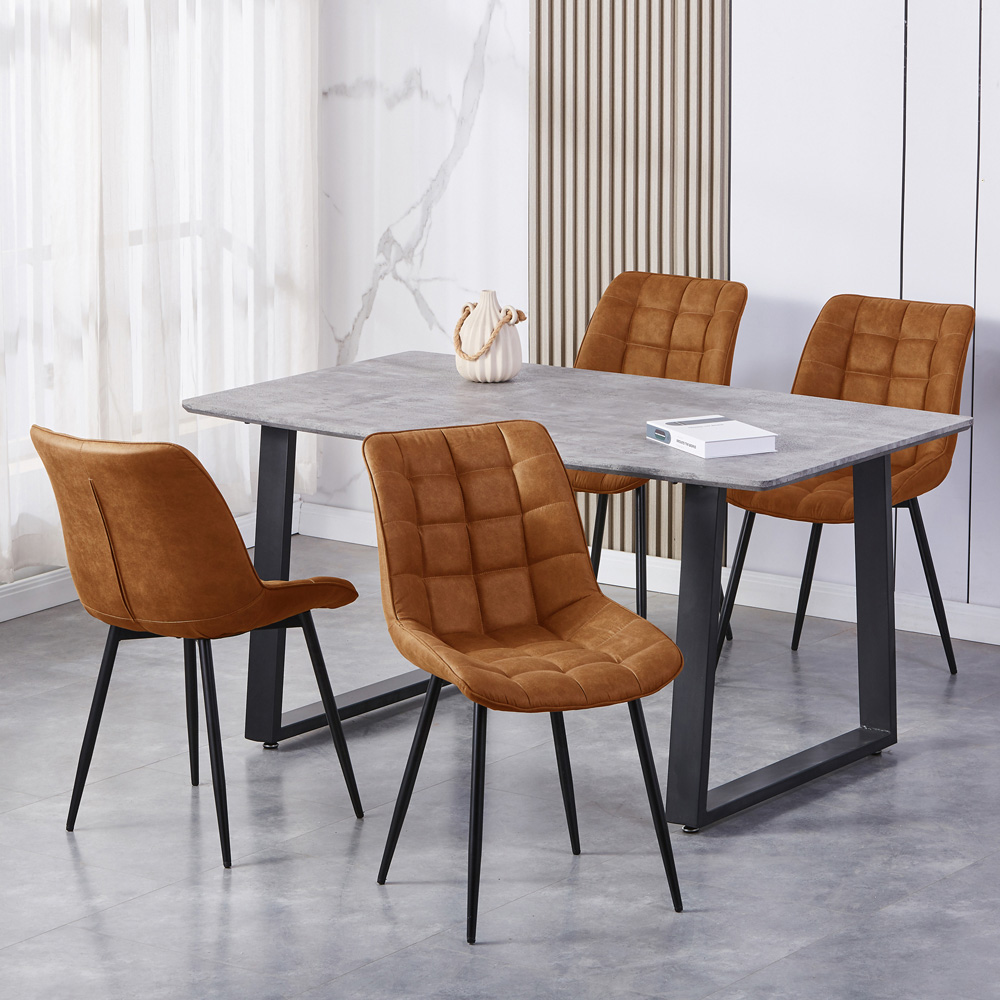 Alba Set of 2 Tan Suede Effect Plush Padded Dining Chairs Image 6