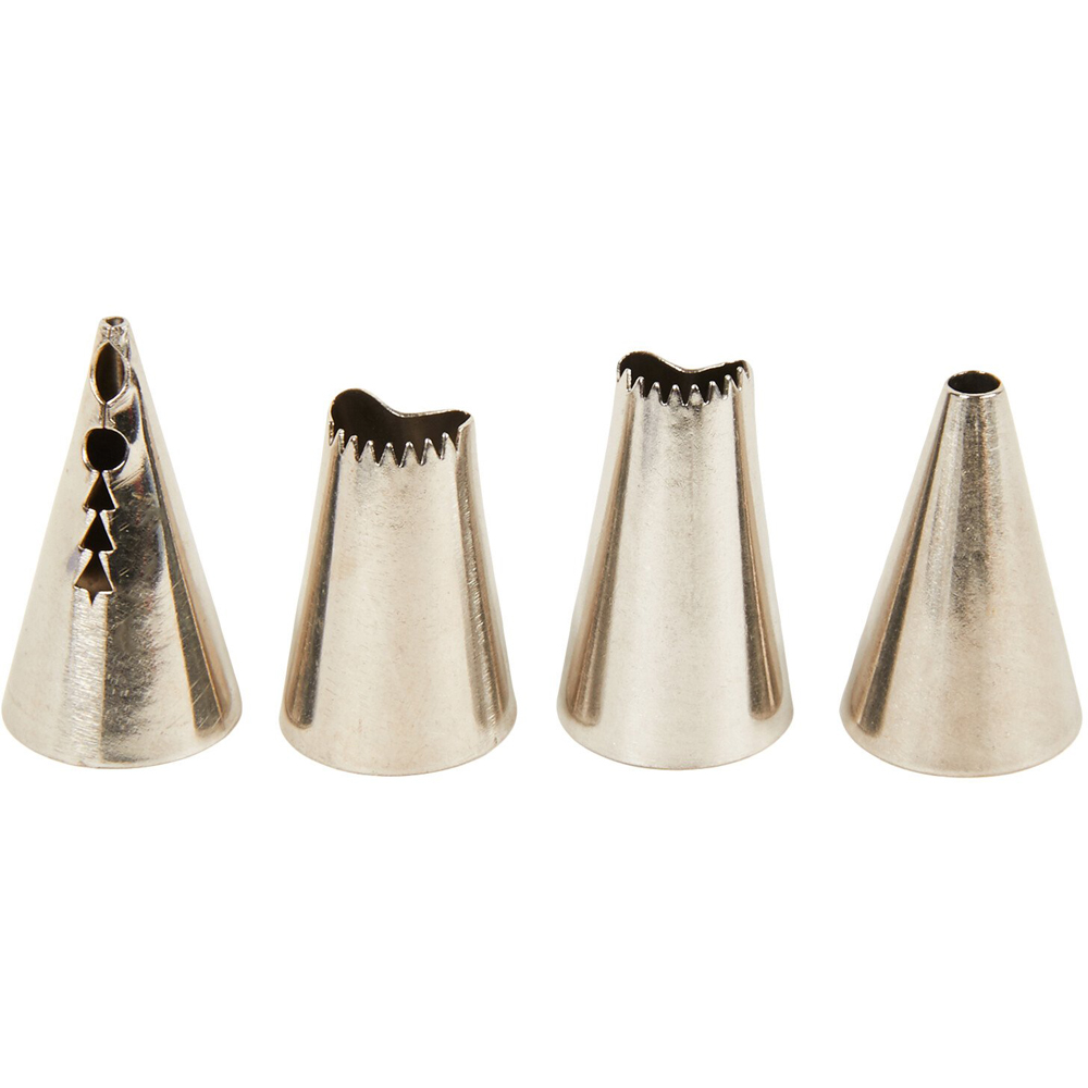 Set of 4 Stainless Steel 18/18 Icing Nozzles - Silver / Ruffle Edges Image 2