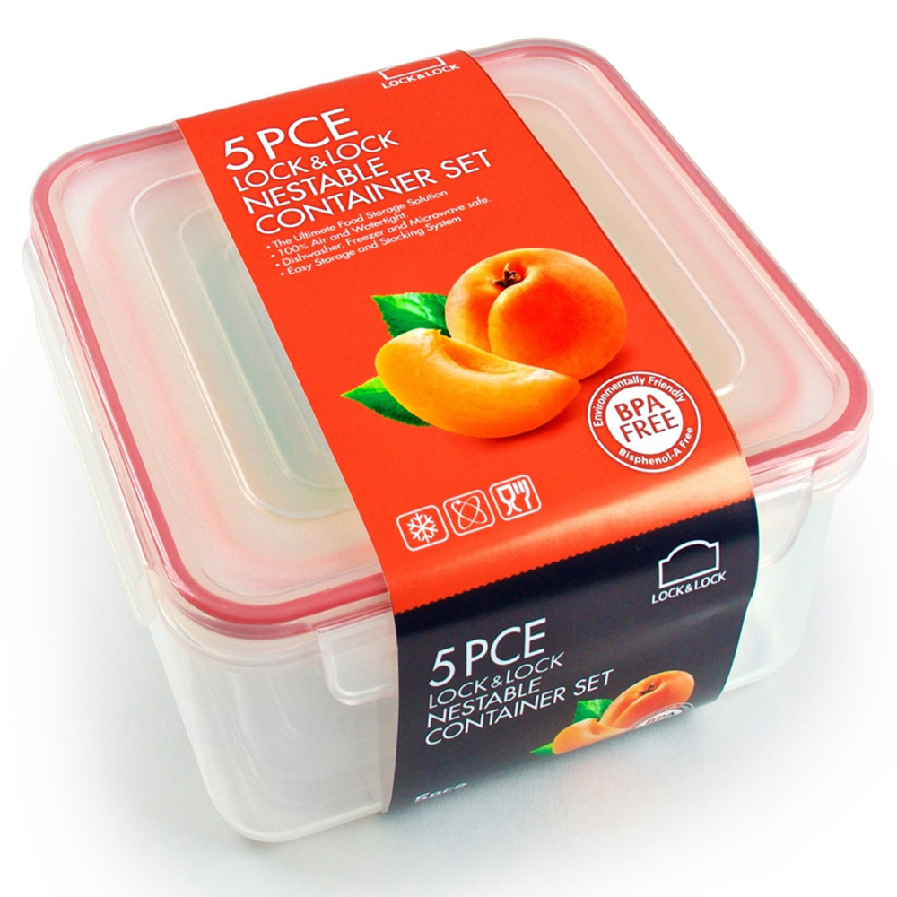 LocknLock 5 Piece Square Nestable Container Image 5