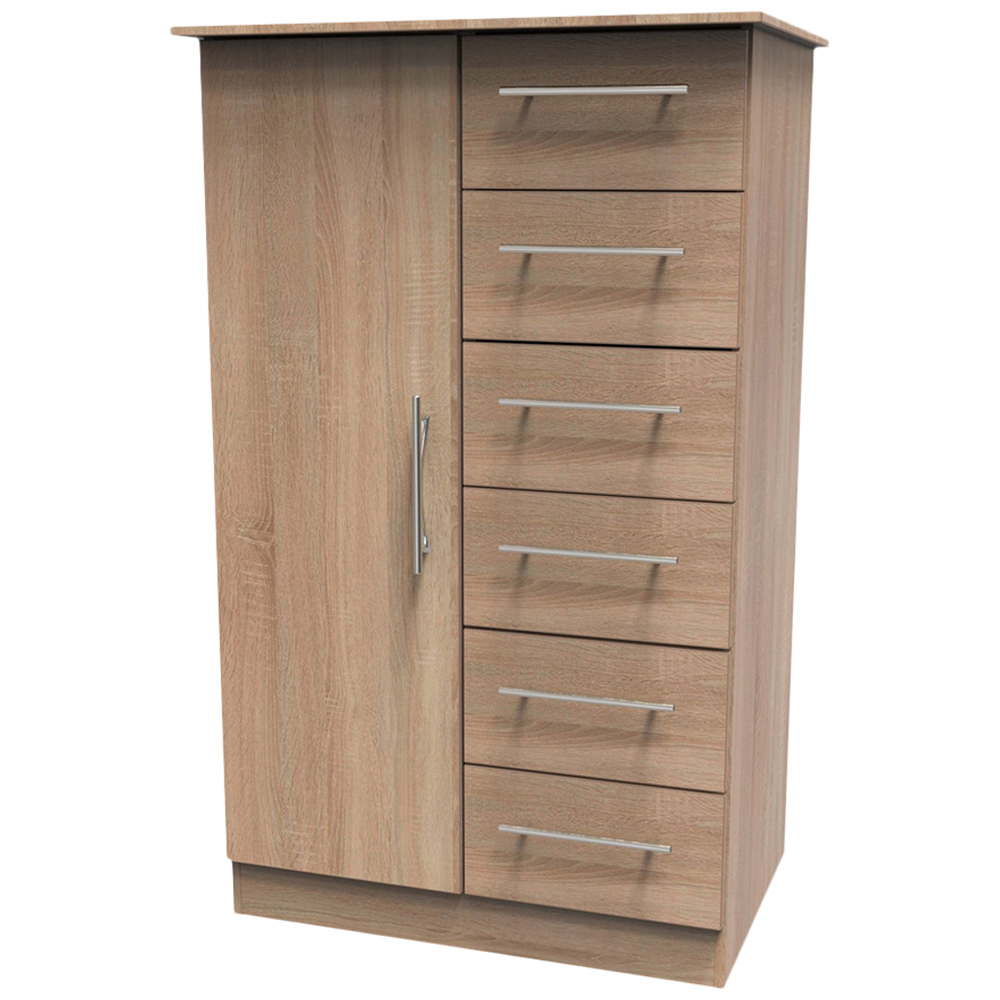 Crowndale Sherwood Single Door 6 Drawer Bardolino Oak Children Wardrobe Image 4