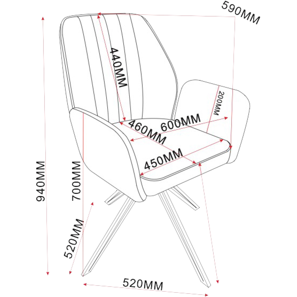 Core Products Aspen Set of 2 Grey Chenille Fabric Swivel Dining Armchair Image 8