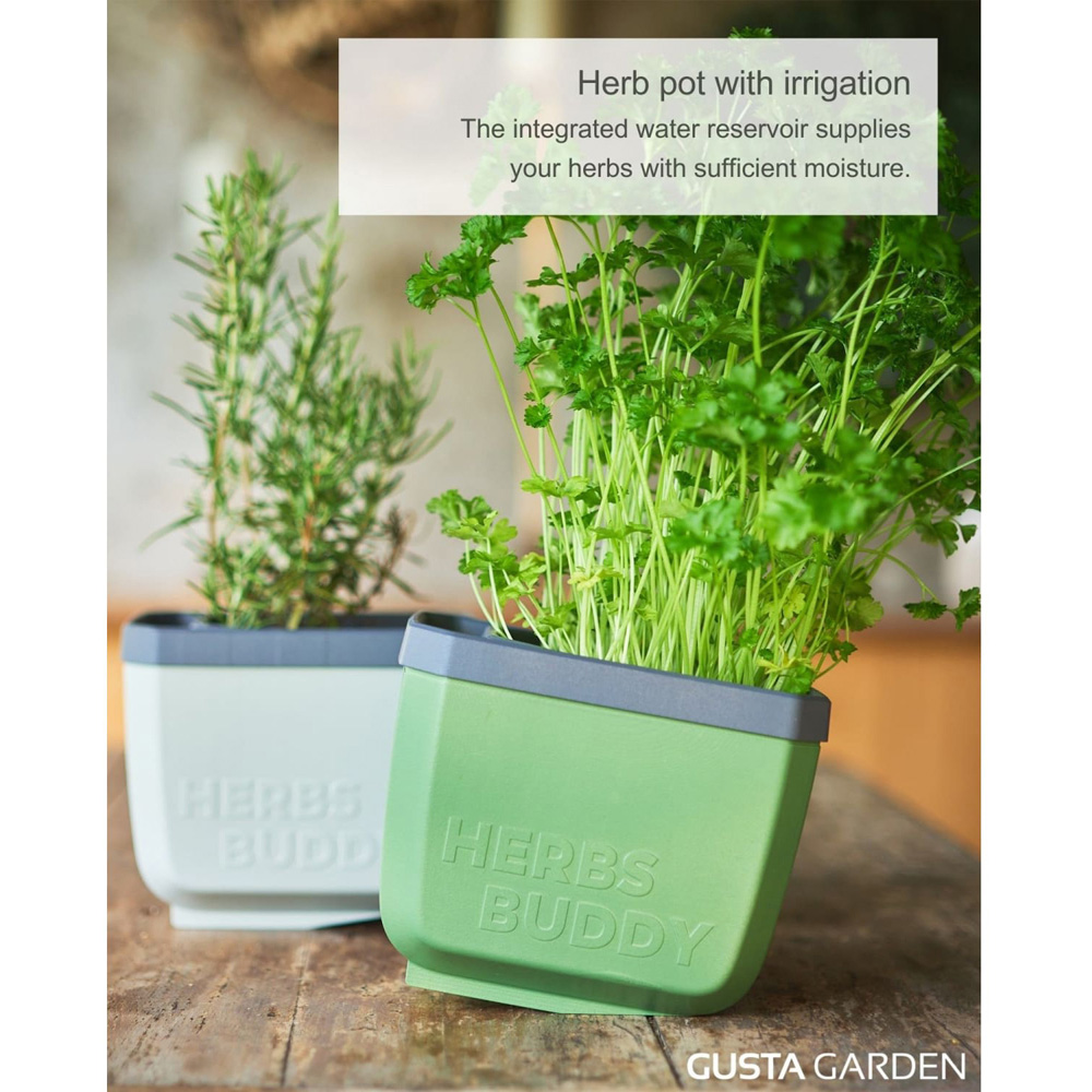 Gusta Garden Herbs Buddy Dark Green Herb Pot with Water Reservoir Image 2