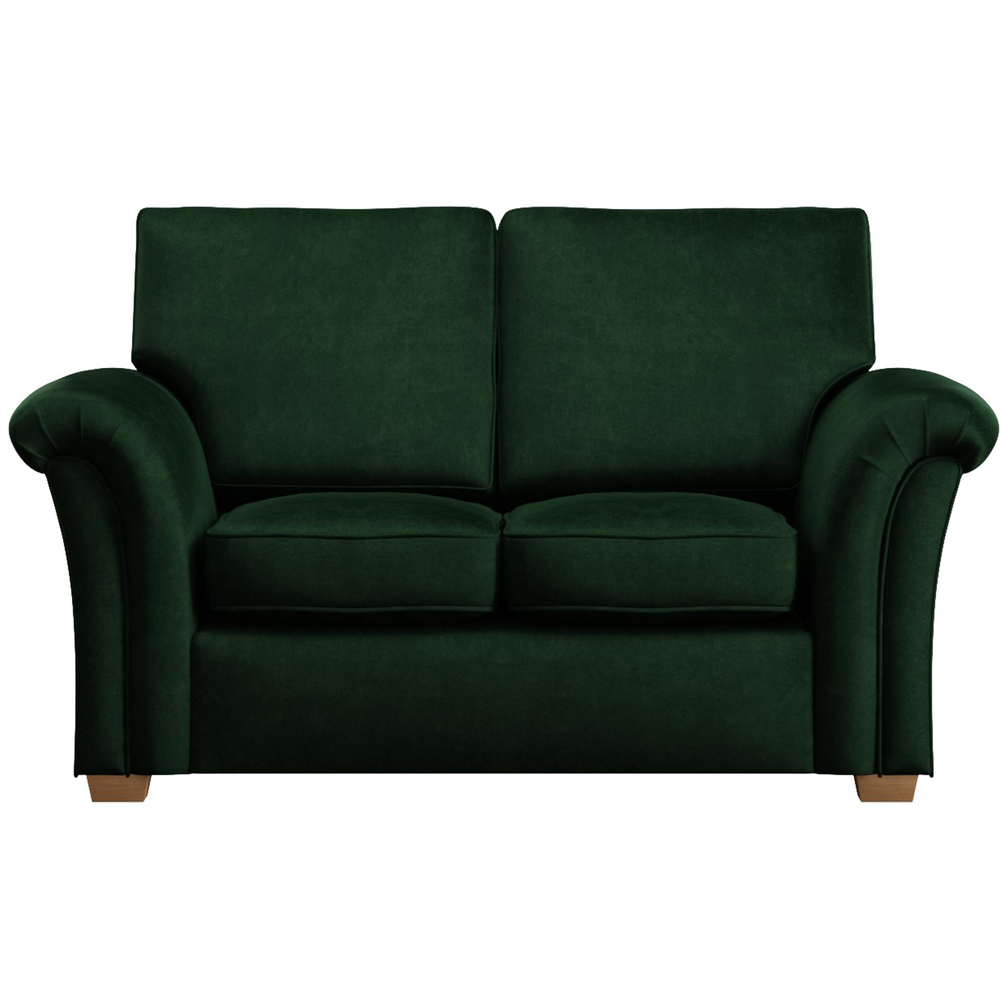 Castleacre 2 Seater Forest Green Plush Velvet Fixed Back Sofa Image 3
