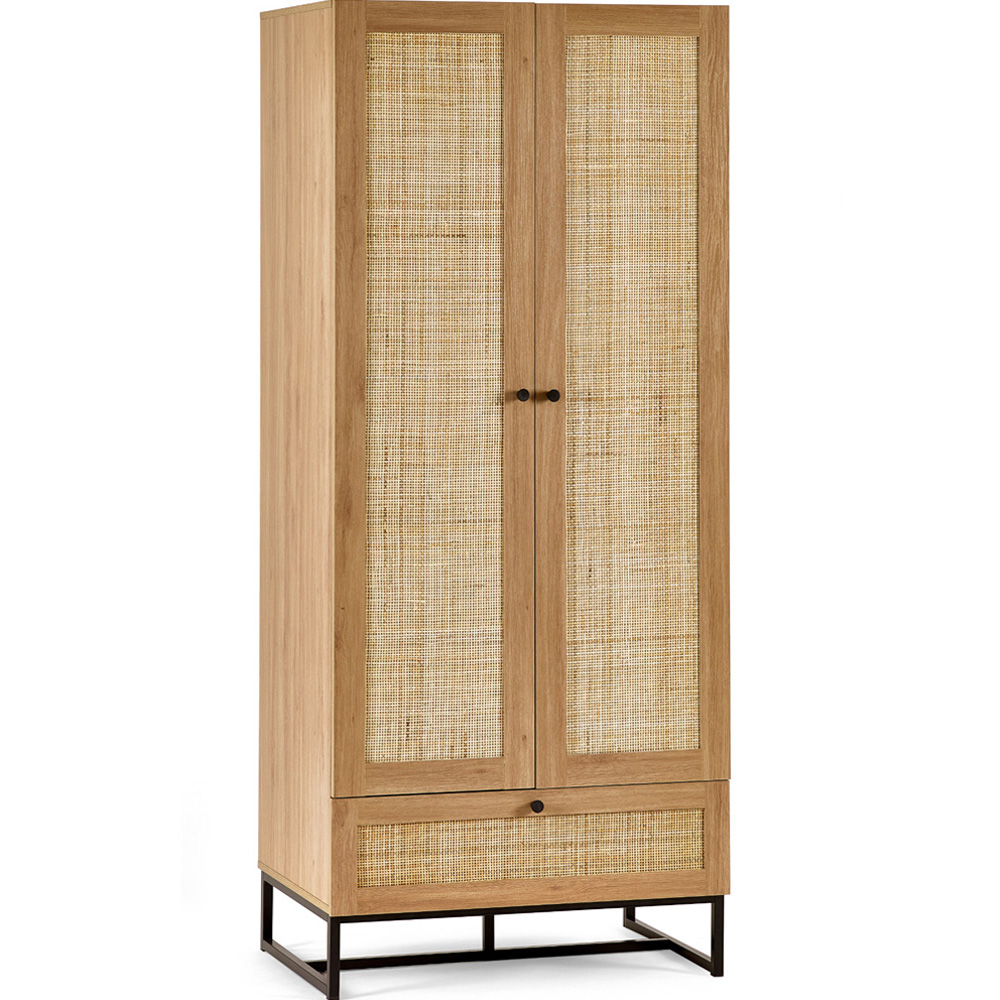 Julian Bowen Padstow 2 Door Single Drawer Oak Wardrobe Image 2