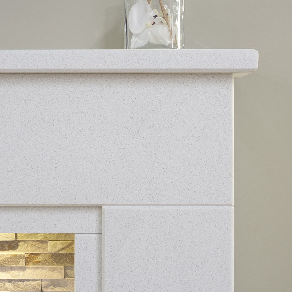 Acantha Amalfi White Marble Fireplace with Downlights and Altea Bio Ethanol Burner 48 inch Image 5