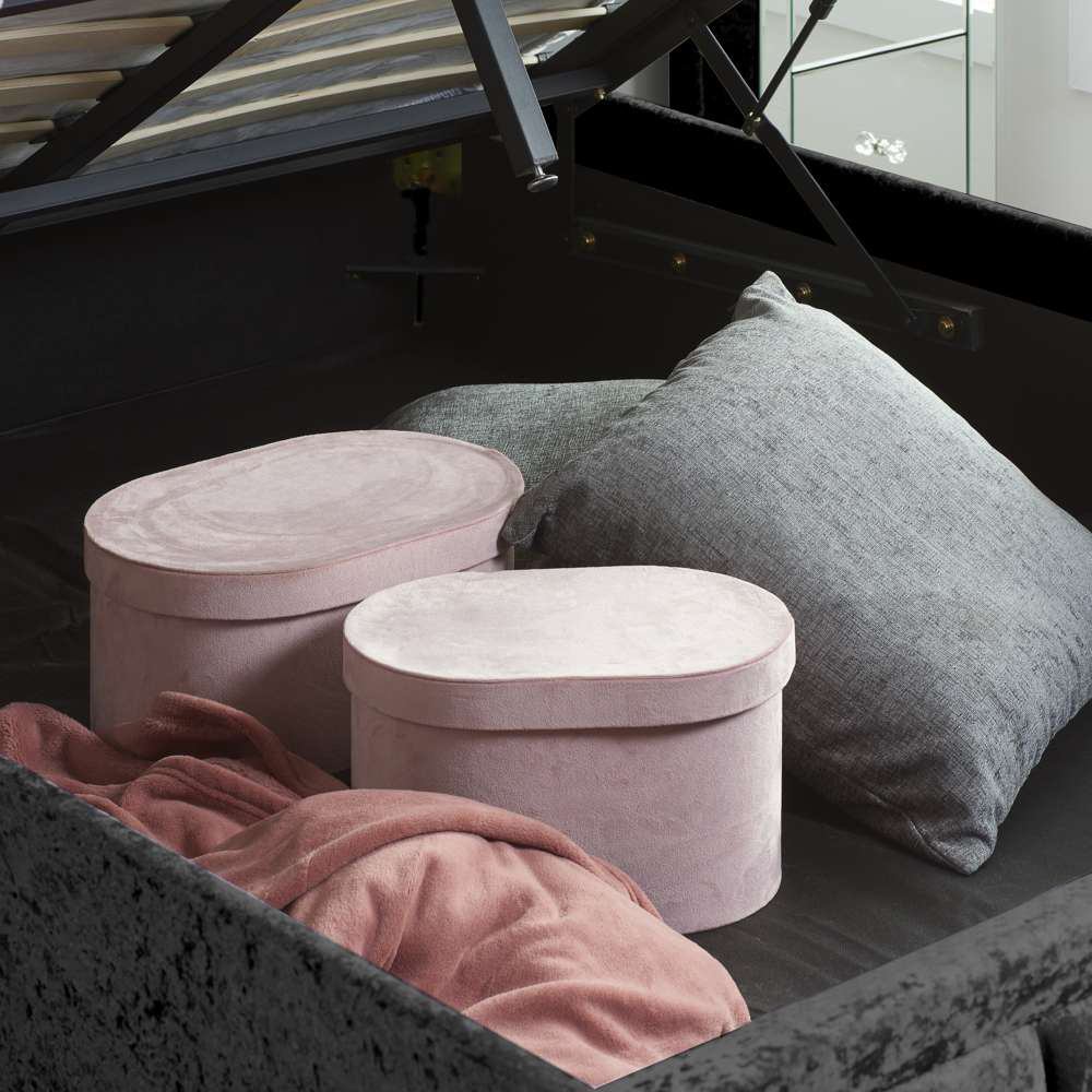 Hannover King Size Black Crushed Velvet Ottoman Bed Frame Image 5