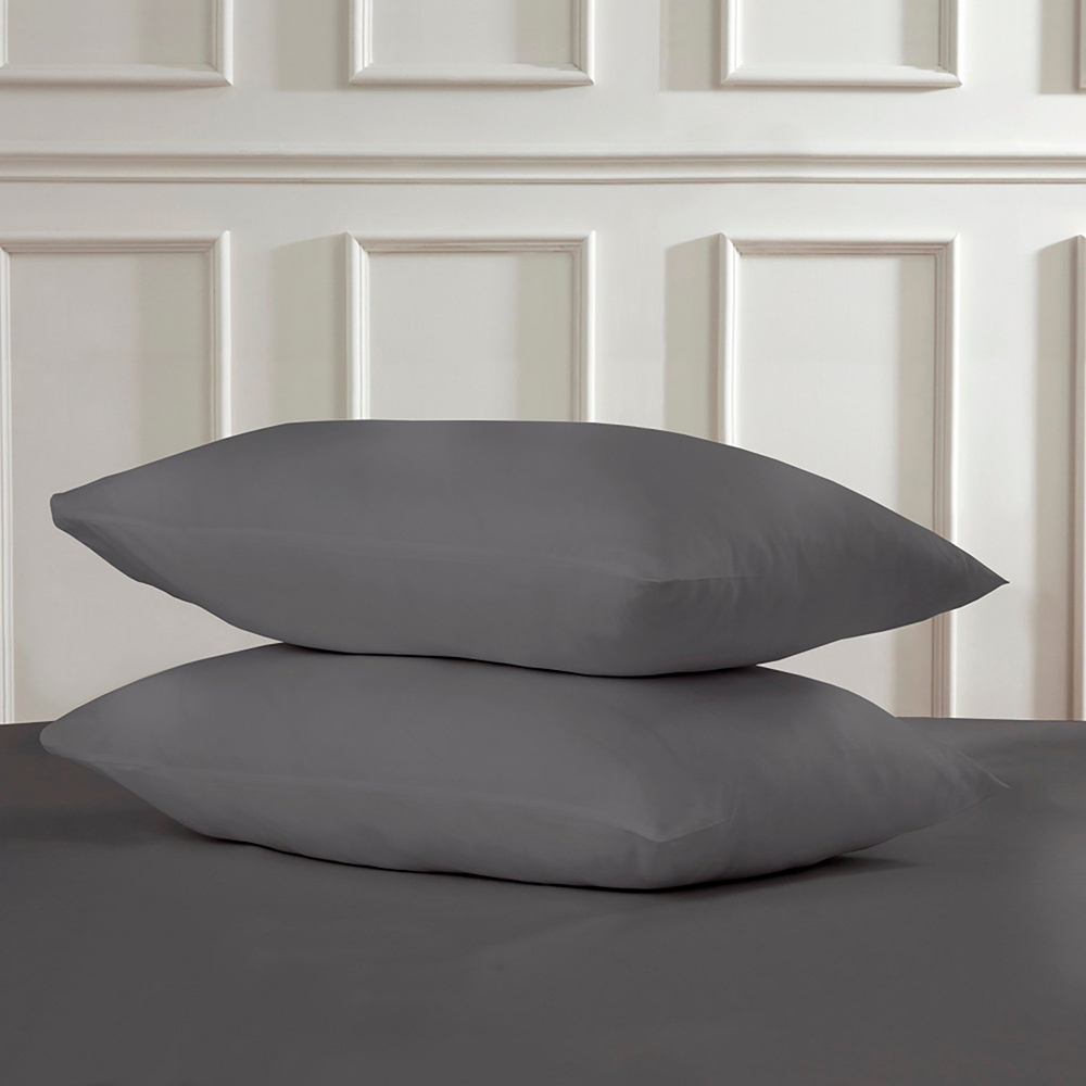 Polycotton Housewife Pillowcases - Charcoal Image 2