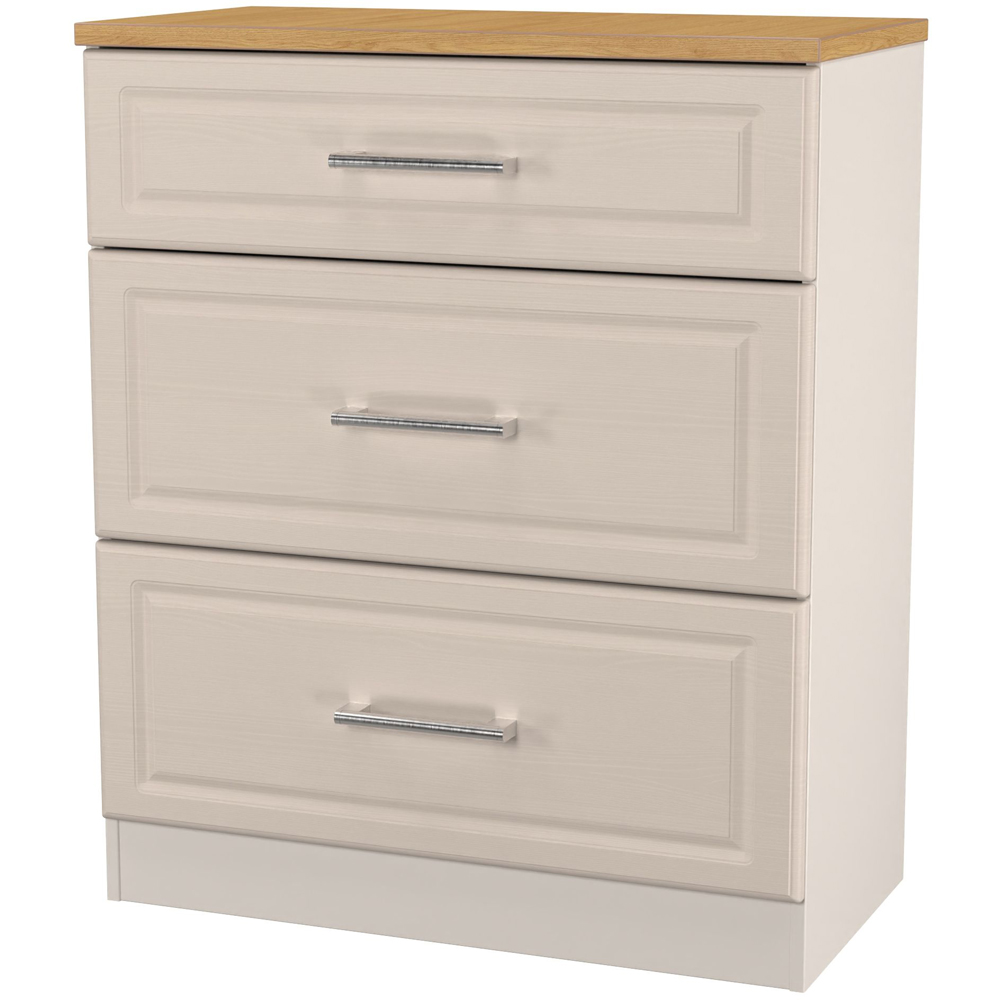 Crowndale Kent 3 Drawer Kashmir Ash and Modern Oak Deep Chest of Drawers Ready Assembled Image 4