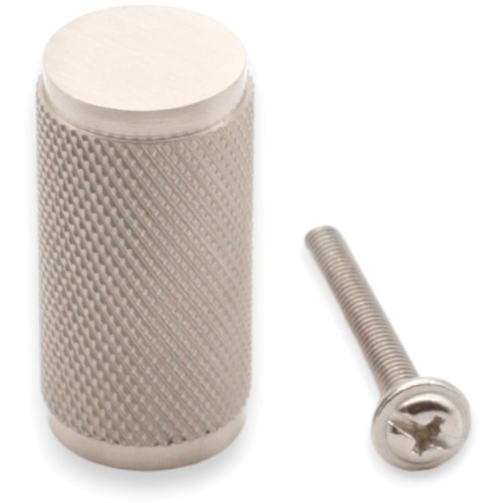 Spira Brass Satin Silver Knurled Cylinder Pull Cupboard Handle Image 4