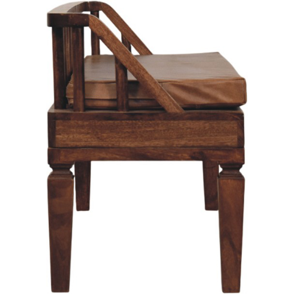 Artisan Furniture Bordeaux Roasted Almond 2 Seater Leather Upholstered Solid Wood Bench Image 4