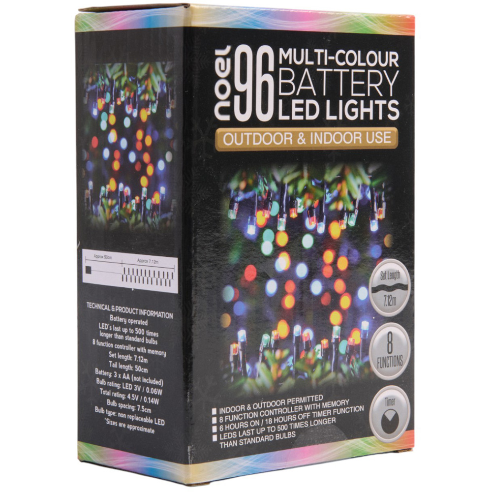 noel 96 Multicoloured LED Battery Operated Outdoor Lights Image 3