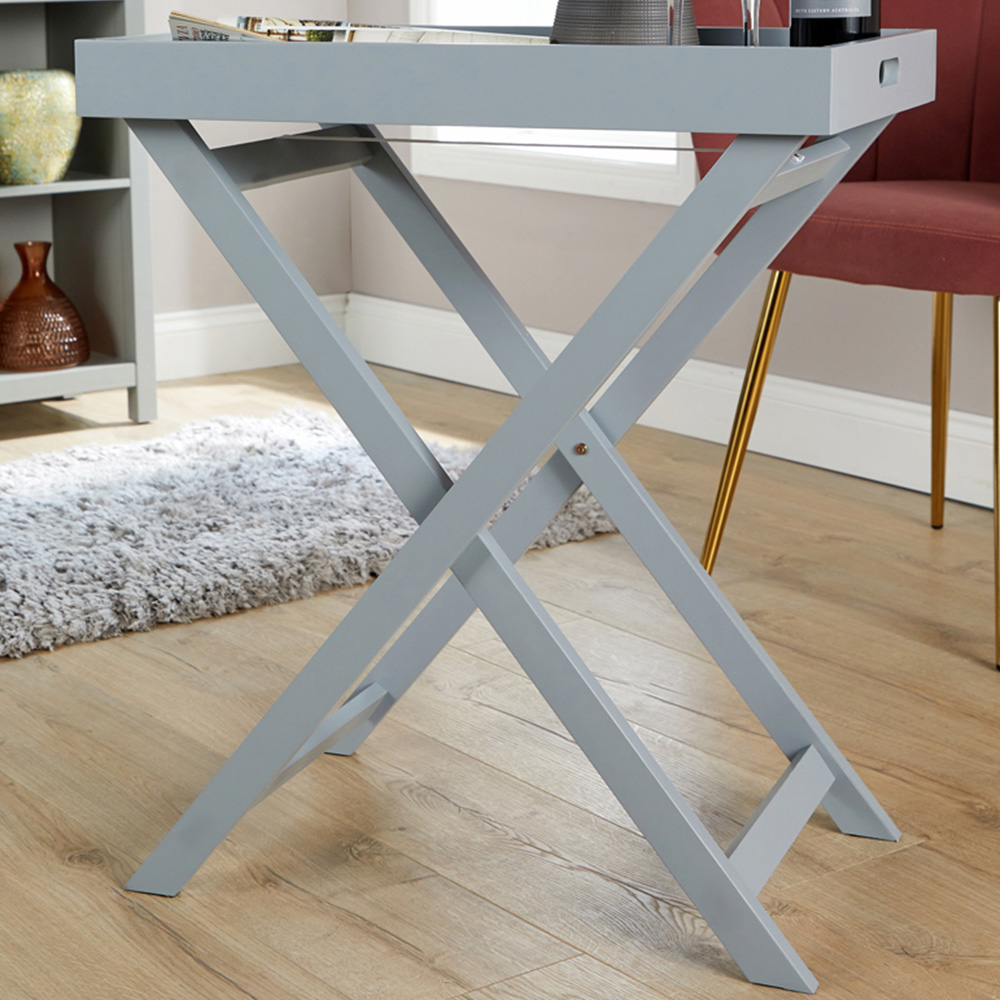 Home Source Alpine Grey Portable Butlers Tray Table Image 1