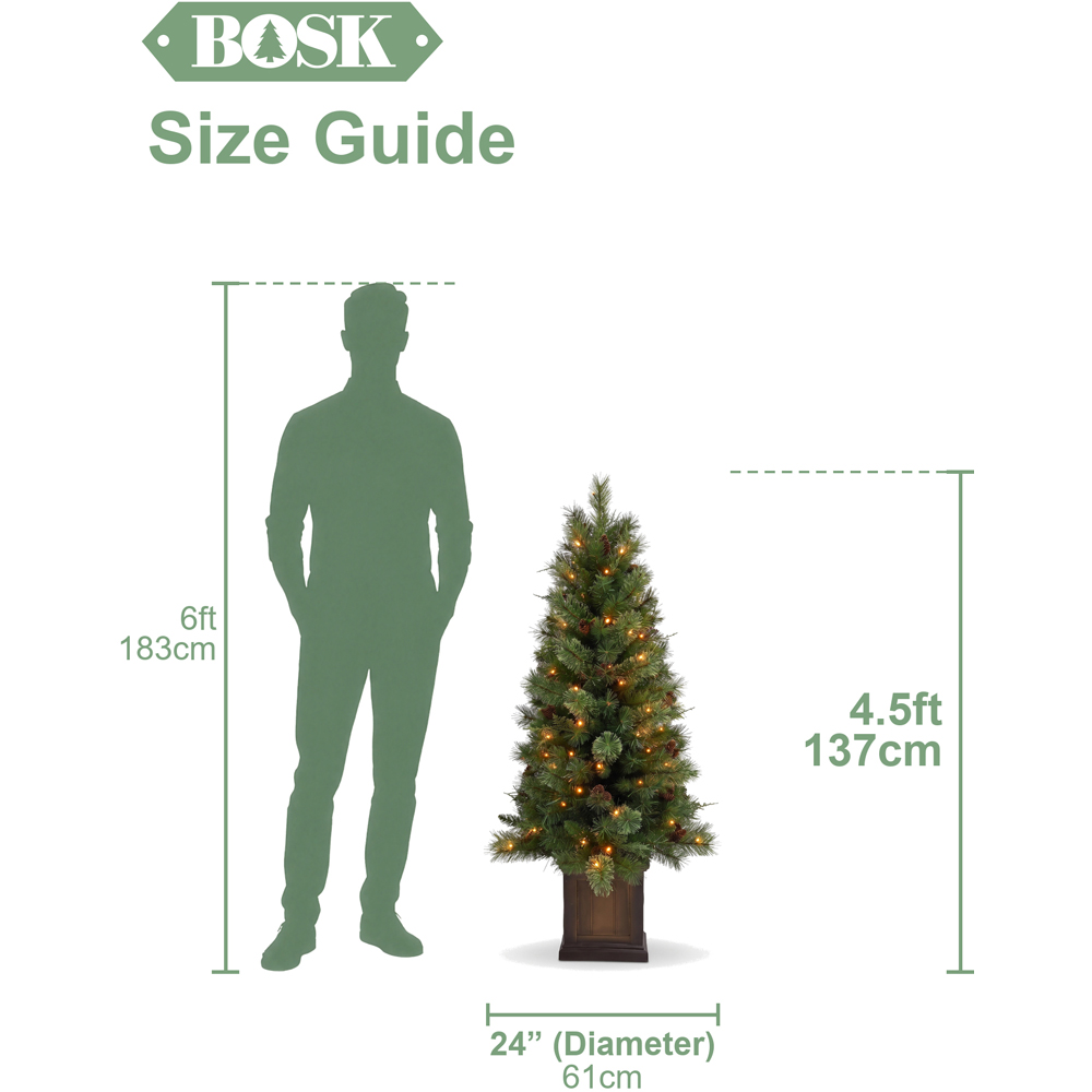 Bosk Cashmere Pine Pre-Lit 100 Warm White LED Artificial Potted Christmas Tree 4.5ft Image 8