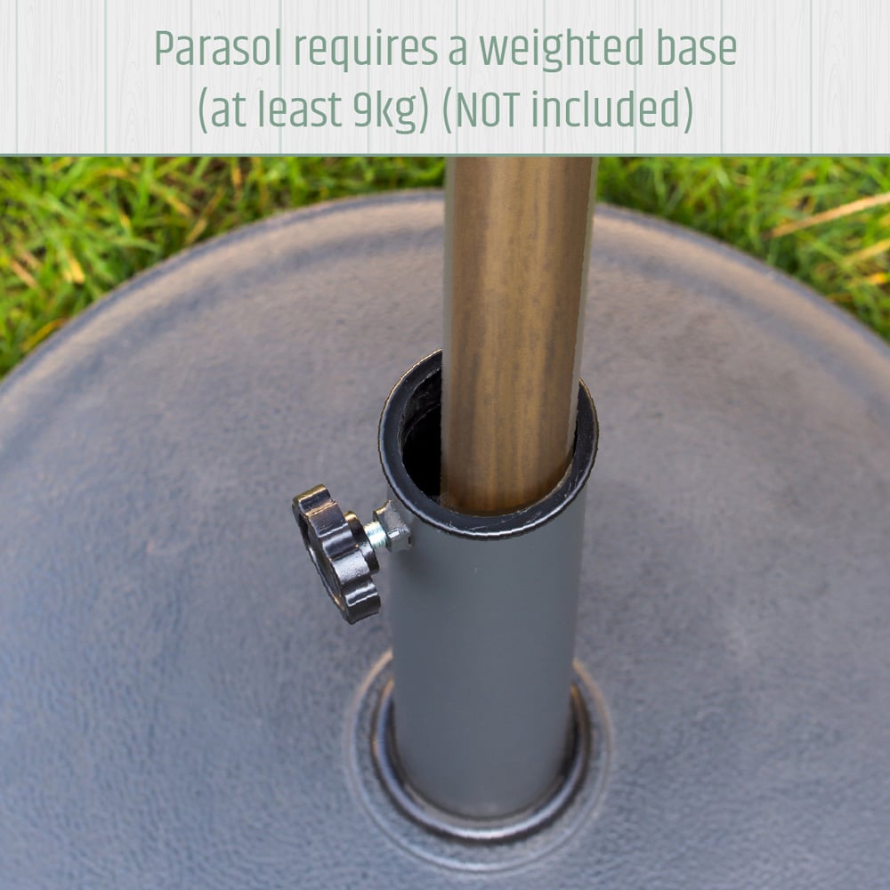 Gardenkraft Charcoal Crank and Tilt Wooden Parasol 2.7m Image 6