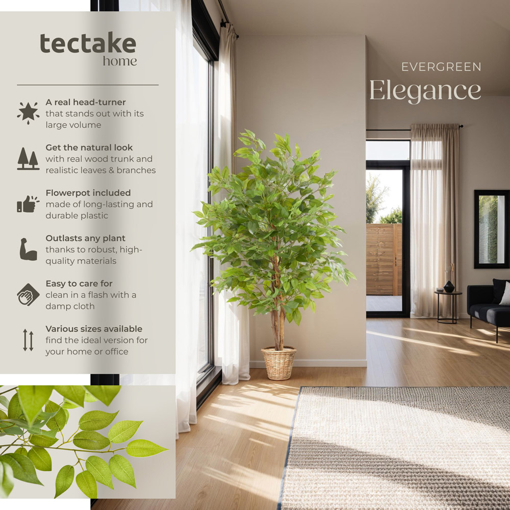 tectake Artificial Ficus Tree in Pot 120cm Image 6