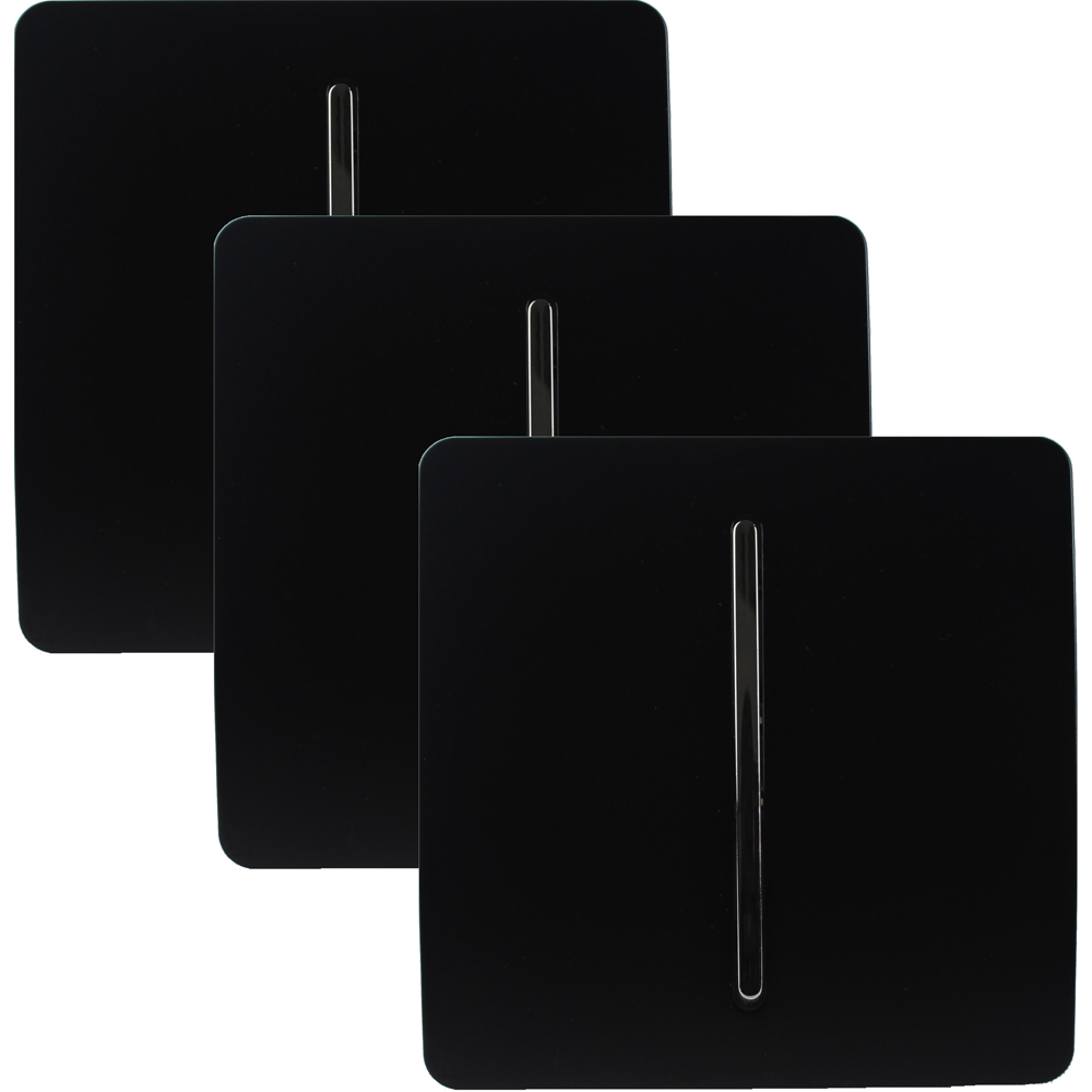 Trendi Switch 1 Gang 1 or 2 Way Matt Black Rocker Light Switch 3 Pack Image 1
