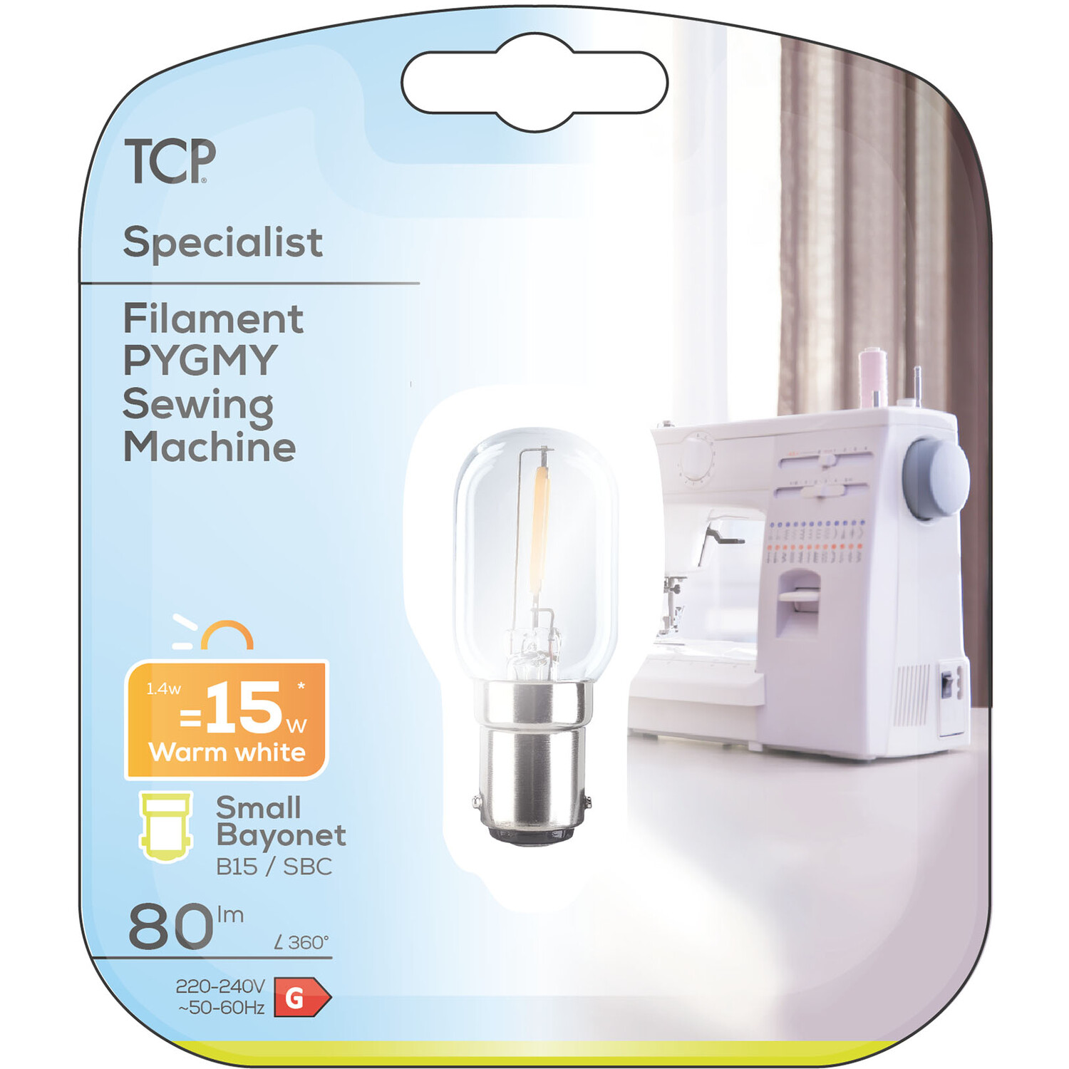 TCP Filament 80L B15 Sewing Bulb - Warm White Image 2