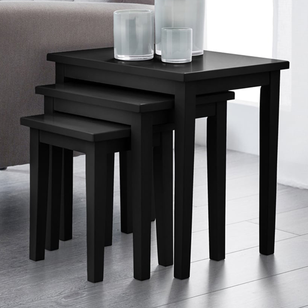 Julian Bowen Cleo Black Nest of Tables Set of 3 Image 1