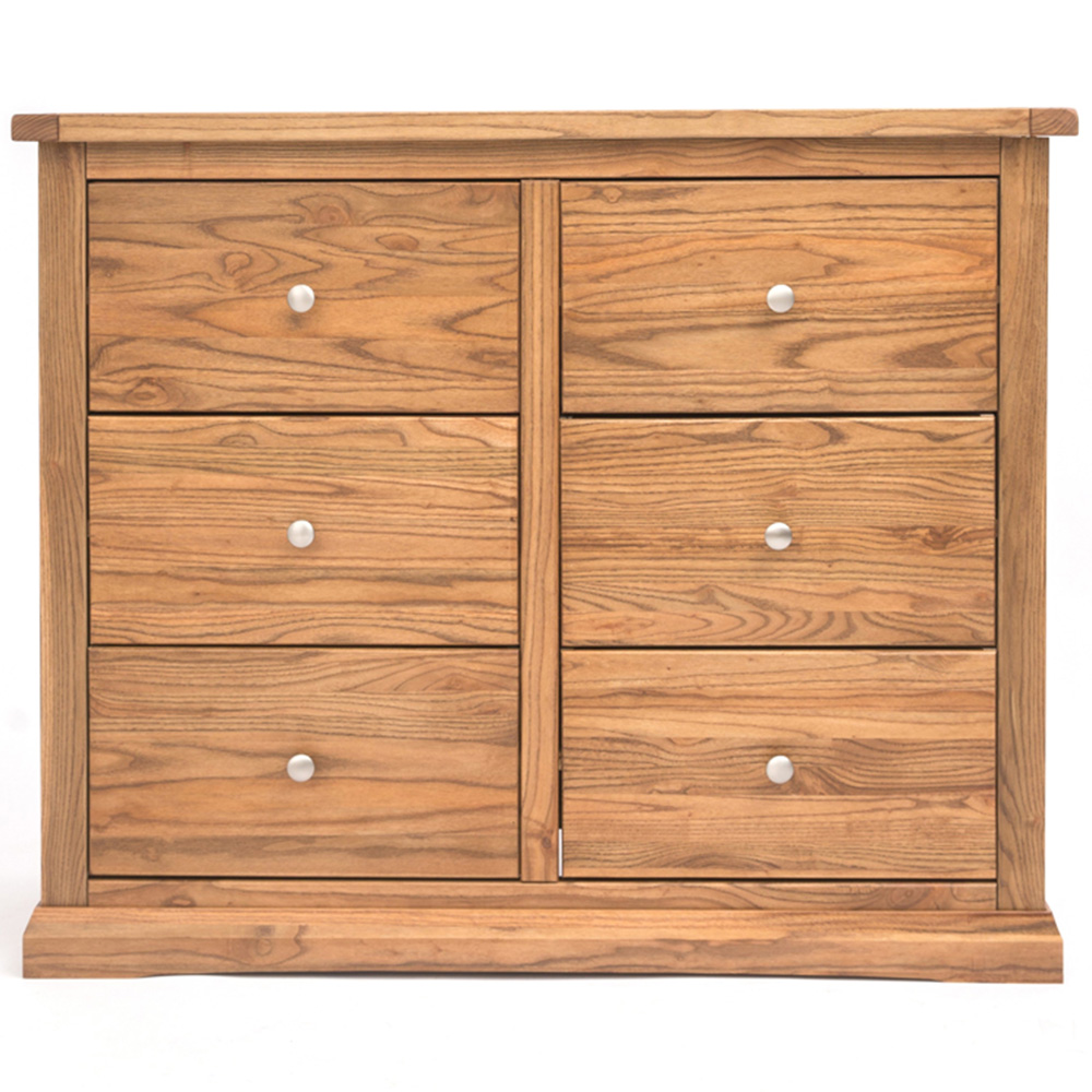 Cabinet Bits Salerno 6 Drawer Brown Chrome Knob Chest of Drawers Image 3