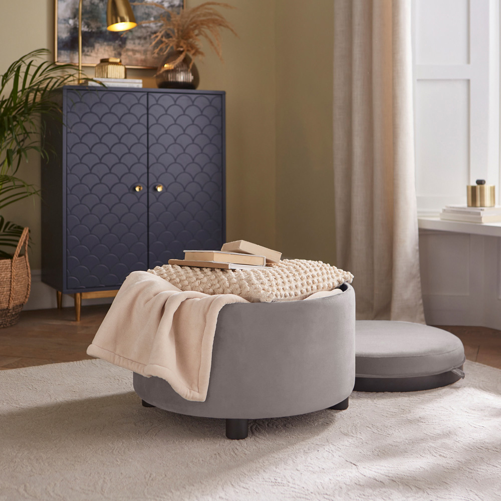 GFW Leylani Grey Tray Table Storage Stool Image 8