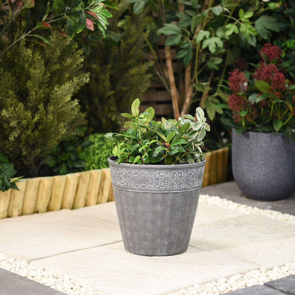 Garden Gear Damask Lead Effect Trough and Planter Set Image 2