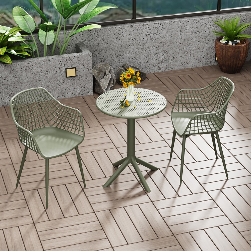 Core Products Rimini Lattice 2 Seater Moss Green Bistro Table Set Image 7