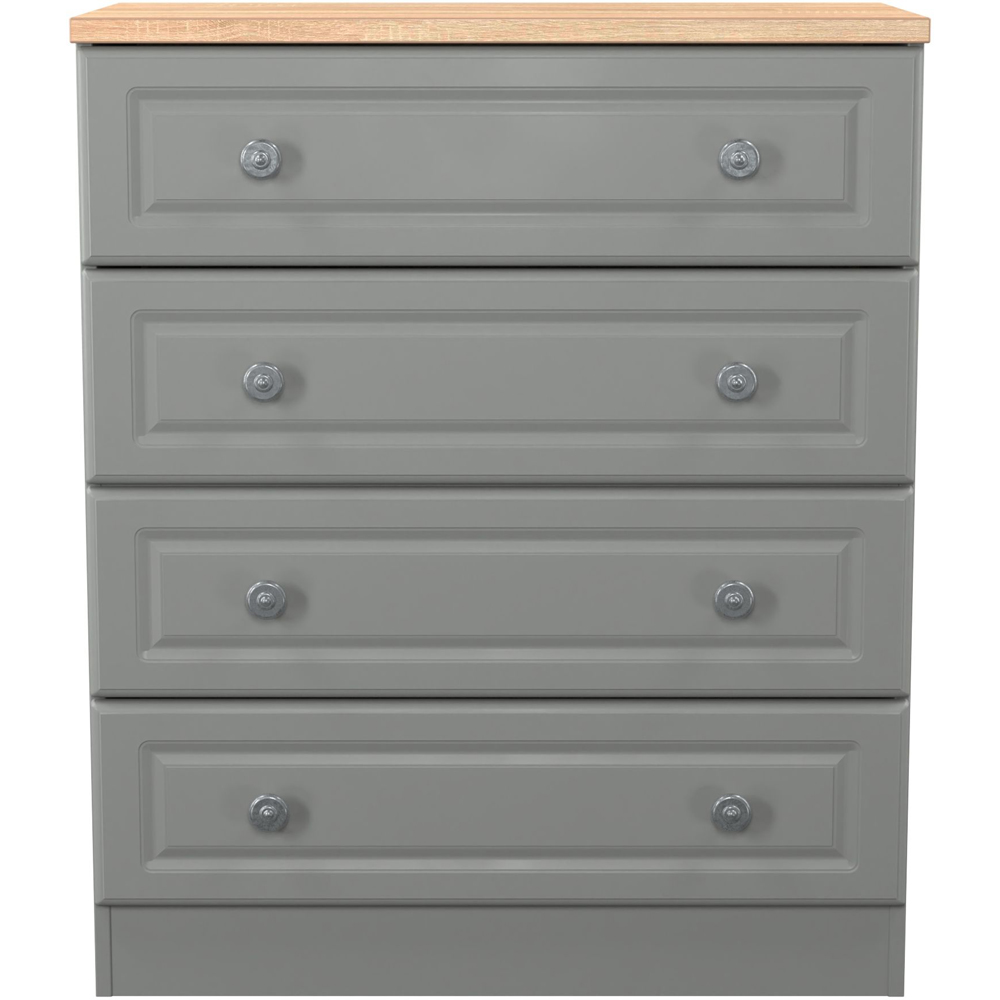 Crowndale Norfolk 4 Drawer Dusk Grey and Bardolino Oak Chest of Drawers Ready Assembled Image 2