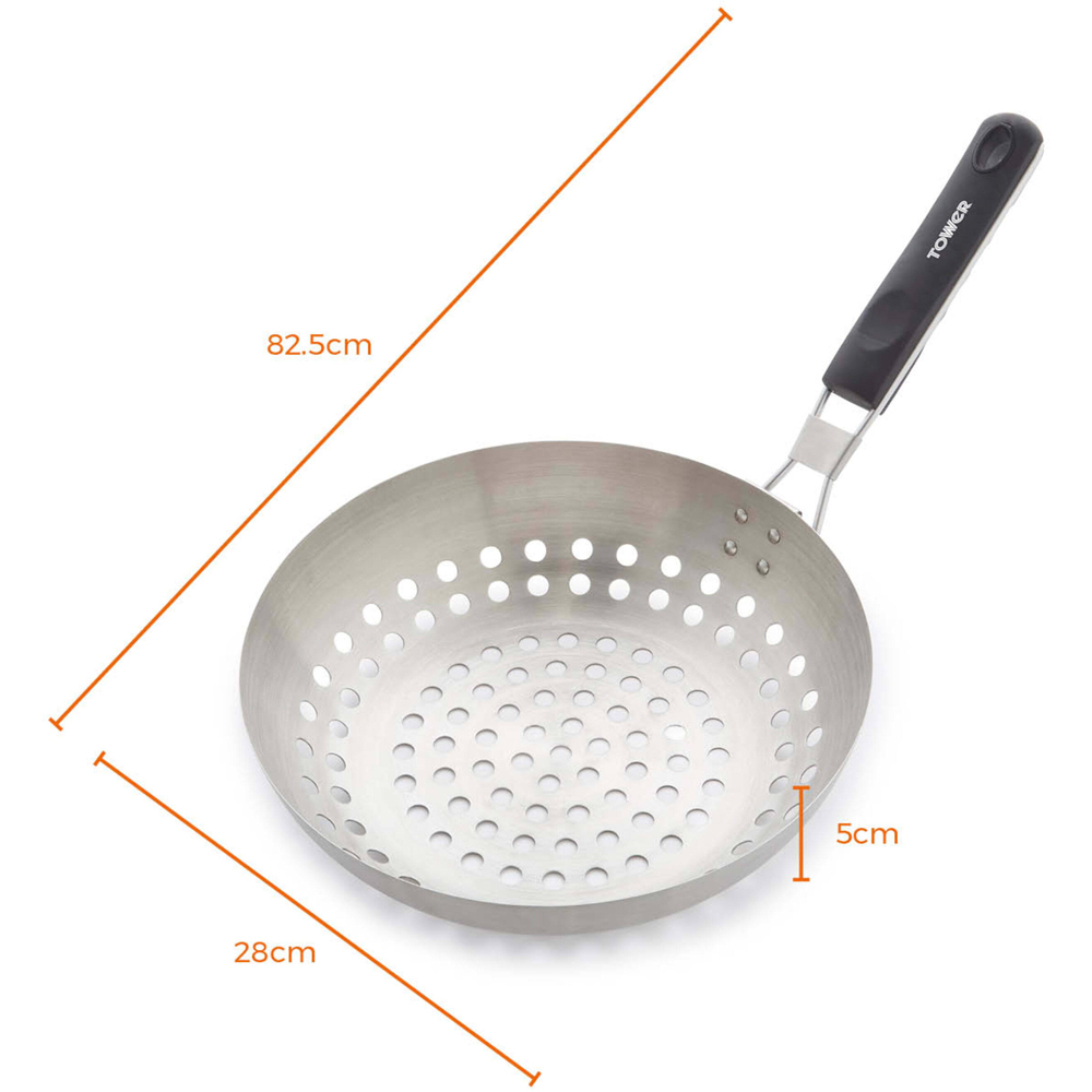 Tower 28cm Stainless Steel Grill Wok with Folding Bakelite Handle Image 9