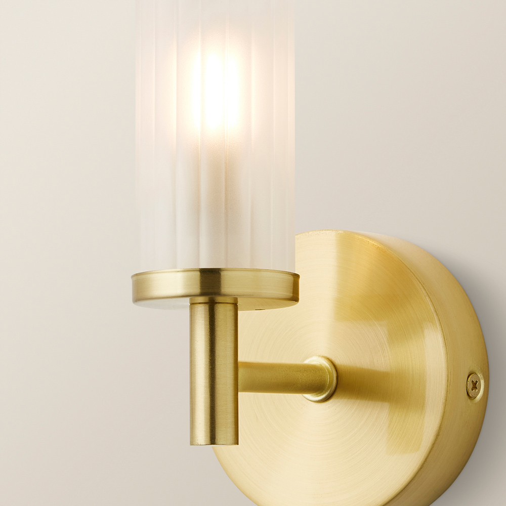 ValueLights Canya Matte Gold Frosted Reeded Glass LED Wall Light Image 4