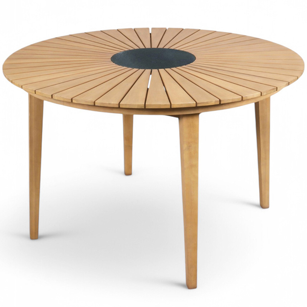 Royalcraft Roma 4 Seater Sunray Acacia Round Dining Set with Black Granite Insert Image 3